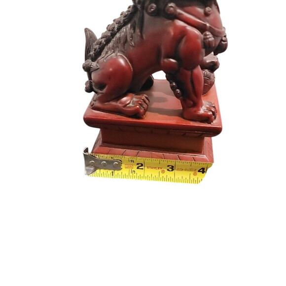 Asian Foo Dog Sculpture Figurine Heavy Resin Red Home Decor - Picture 8 of 8